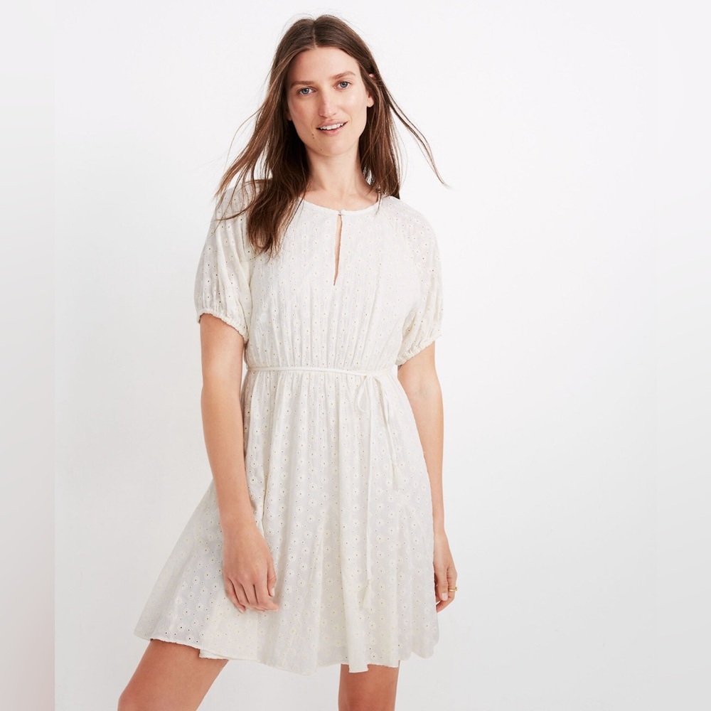 NWT Madewell Eyelet Tassel-Tie Mini Dress | Size 8